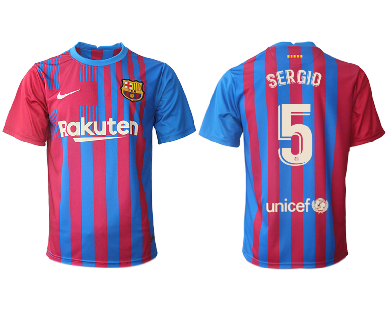 Men 2021-2022 Club Barcelona home aaa version red #5 Nike Soccer Jerseys->barcelona jersey->Soccer Club Jersey